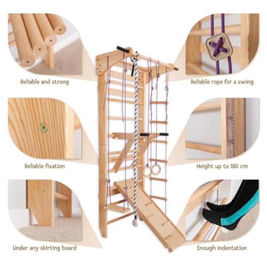 Swedish Ladder Wall Bars for h - Gymnastic Ring Wood 评论和价格