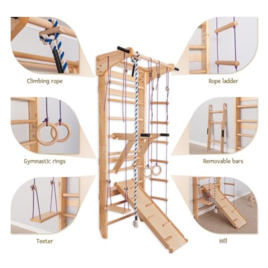 Swedish Ladder Wall Bars for h - Gymnastic Ring Wood 评论和价格